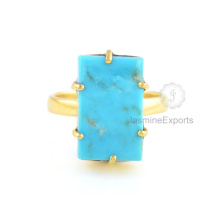 Rechteck Arizona Türkis Ring, 18k Gold Turquoise Edelstein Ring Für Großhändler